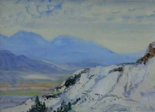 Lot 71 - Cecil Arthur Hunt, Mountain view, watercolour