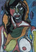 Lot 94 - Rodney Gladwell, Female portrait, mixed media