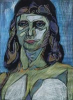 Lot 95 - Rodney Gladwell, Female portrait, mixed media