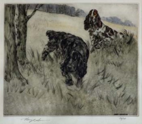 Lot 103 - Henry Wilkinson, Spaniels and retrievers, signed coloured etchings (2)