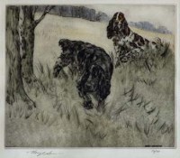 Lot 103 - Henry Wilkinson, Spaniels and retrievers, signed coloured etchings (2)