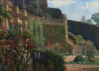 Lot 127 - George H. Wimpenny, The terraces at Powis Castle, oil