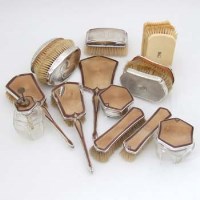 Lot 208 - Silver part dressing table set and other brushes