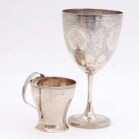 Lot 227 - Silver Christening Mug & Silver Goblet