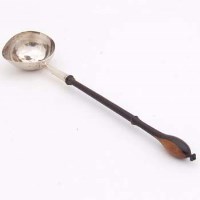 Lot 237 - Silver brandy ladle with wood handle.