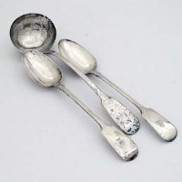 Lot 249 - Silver ladle and two serving spoons.
