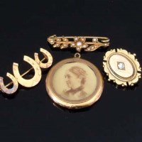 Lot 309 - Three Victorian Gold Brooches and a Pendant (4)