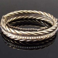 Lot 320 - Victorian Rope Twist Bangle Set with Seed Pearls