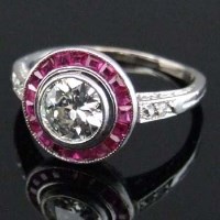 Lot 345 - Platinum ruby and diamond ring, possible French