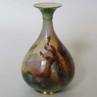 Lot 632 - Worcester Peacock Vase by C.V. White