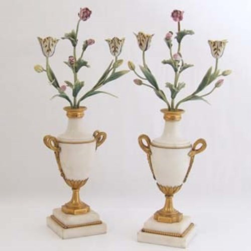 Lot 675 - Pair of French mantel ornaments