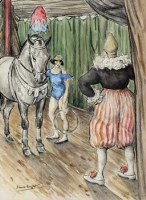 Lot 59 - Dame Laura Knight, The circus performers, watercolour