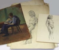 Lot 95 - Walter Stanley Woodman, 20th century,  Large assortment of various life studies and illustration work
