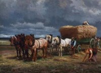Lot 118 - Charles Coumount, Collecting the harvest, oil