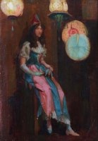 Lot 153 - E. Reginald Frampton, Study in Blue and Pink, oil