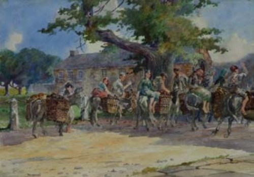 Lot 168 - William Monk, Travellers and caravan, Co. Mayo and Turfcutters, Castlebar, watercolour (2)