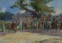 Lot 168 - William Monk, Travellers and caravan, Co. Mayo and Turfcutters, Castlebar, watercolour (2)