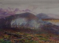 Lot 169 - William Monk, 'Achill, Co. Mayo' and 'Our Ancient Cross, Glen Columb Hills, watercolour (2)
