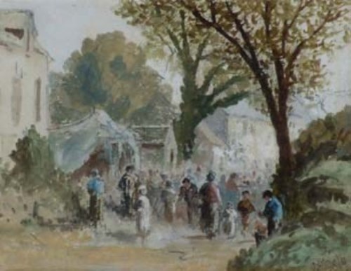 Lot 184 - George Cattermole, A Welsh Fair, watercolour