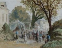 Lot 184 - George Cattermole, A Welsh Fair, watercolour