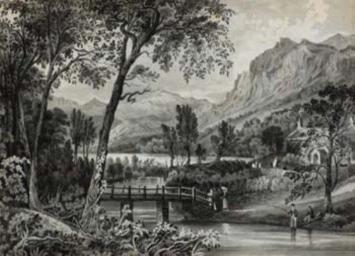 Lot 188 - English School, 19th century, River views with numerous figures, watercolour, en grisaille (2)