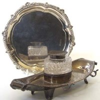 Lot 229 - Silver piecrust waiter and a silver inkstand