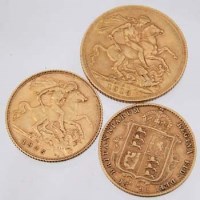 Lot 248 - One full soverign and two half soverigns