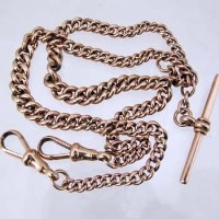 Lot 264 - 9ct gold double Albert watch chain