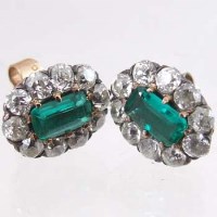 Lot 280 - Pair of emerald and diamond earrings