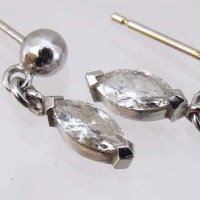 Lot 296 - Pair marquise diamond ear drops