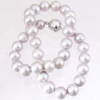 Lot 313 - Natural grey freshwater pearl necklace on silver