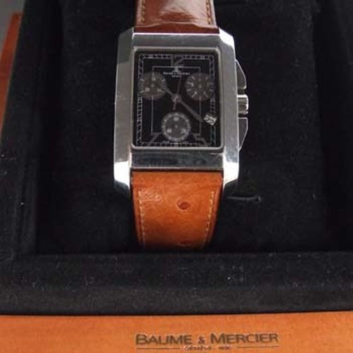 Lot 377 - Baume & Mercier chronograph, boxed, working