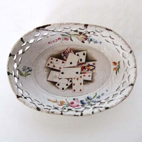 Lot 409 - Bilston enamel card dish