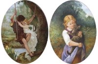 Lot 562 - Two oval plaques signed Octar Copson dated 1881 and 1886