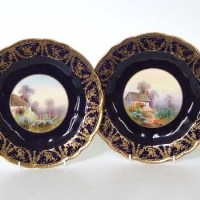 Lot 563 - Pair of Royal Worcester plates signed Rushton