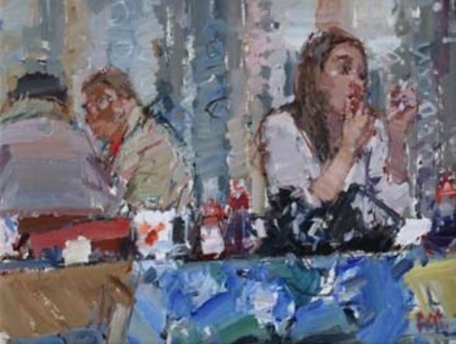 Lot 1 - Don McKinlay, A Thoughtful Moment, Rawtenstall Market, oil