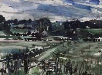 Lot 38 - John Knapp Fisher, Cotswold Field, oil and another watercolour (2)