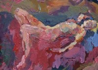 Lot 39 - C. Walker, Reclining nude, oil