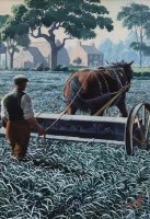 Lot 83 - Charles Tunnicliffe, Top Dressing with Nicholson's Drill, watercolour
