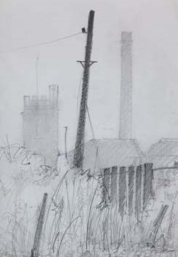 Lot 104 - Trevor Grimshaw, Urban view, pencil
