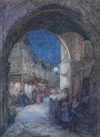 Lot 145 - Isabel Lewis, The Gateway, Loches, watercolour