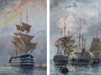 Lot 161 - W.E. Atkins, Tall ships, watercolour (2)