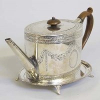 Lot 188 - Silver teapot and plated stand