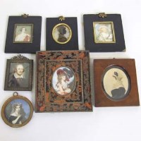 Lot 205 - Seven Various Framed Miniatures, Silhouettes etc (7)