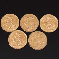 Lot 217 - Five gold sovereigns
