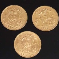 Lot 218 - Three gold half-sovereigns