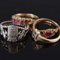Lot 242 - Ladies Dress Ring; Gold & Ruby Dress Ring & Another (3).