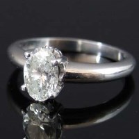 Lot 243 - Platinum and diamond single stone oval diamond ring colour H; VSI with GIA certificate.