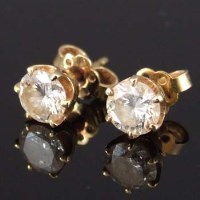 Lot 251 - Pair of diamond single stone ear studs, in 18ct