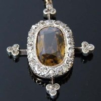 Lot 298 - Victorian oval citrine and diamond pendant with